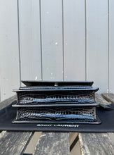 Load image into Gallery viewer, YSL Black Medium Croc Embossed Sunset Bag