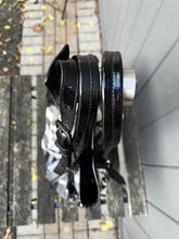 Load image into Gallery viewer, BURBERRY Black Grey Check Nylon Patent Leather Handle Shoulder Bag