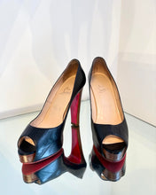 Load image into Gallery viewer, CHRISTIAN LOUBOUTIN Leather Peep-Toe High Heel Pumps