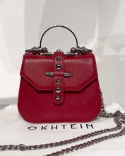 Load image into Gallery viewer, OKHTEIN Red Handle Crossbody Leather Bag
