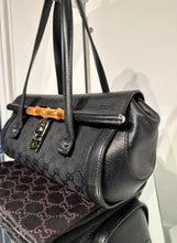 Load image into Gallery viewer, GUCCI Vintage Bamboo Bullet Canvas Leather Shoulder Bag