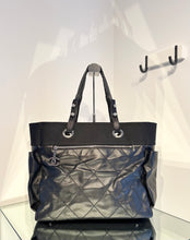 Load image into Gallery viewer, CHANEL Paris Biarritz Black Nylon Canvas Large Tote