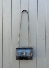 Load image into Gallery viewer, YSL Black Medium Croc Embossed Sunset Bag