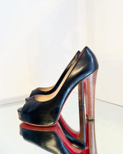 Load image into Gallery viewer, CHRISTIAN LOUBOUTIN Leather Peep-Toe High Heel Pumps