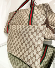 Load image into Gallery viewer, GUCCI Monogram Coated Canvas Web Weekend Duffle Bag