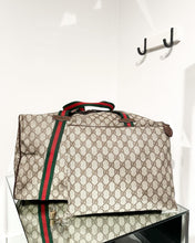 Load image into Gallery viewer, GUCCI Monogram Coated Canvas Web Weekend Duffle Bag