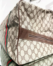 Load image into Gallery viewer, GUCCI Monogram Coated Canvas Web Weekend Duffle Bag
