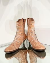 Load image into Gallery viewer, DRIES VAN NOTEN Distressed Kitten Heel Leather Ankle Boots