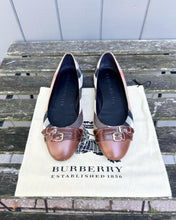 Load image into Gallery viewer, BURBERRY Brown Check Canvas Leather Ballet Flats