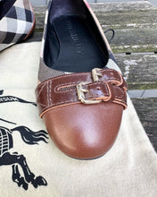 Load image into Gallery viewer, BURBERRY Brown Check Canvas Leather Ballet Flats