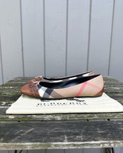 Load image into Gallery viewer, BURBERRY Brown Check Canvas Leather Ballet Flats