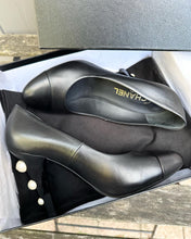 Load image into Gallery viewer, CHANEL Pearl Embellished Lambskin Leather High Heel Pumps