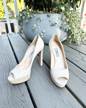 Load image into Gallery viewer, PRADA Suede Platform Peep-Toe High Heels