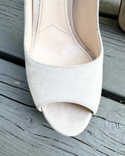 Load image into Gallery viewer, PRADA Suede Platform Peep-Toe High Heels