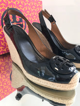 Load image into Gallery viewer, TORY BURCH Patent Leather Espadrille Wedge Sandals