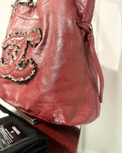 Load image into Gallery viewer, CHANEL Funny Tweed Bon Bon Tote in Burgundy Red Lambskin Leather