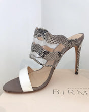 Load image into Gallery viewer, ALEXANDRE BIRMAN Stamped Python Leather High Heel Slides