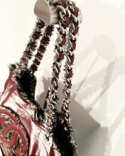 Load image into Gallery viewer, CHANEL Funny Tweed Bon Bon Tote in Burgundy Red Lambskin Leather
