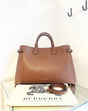 Load image into Gallery viewer, BURBERRY Large Banner House Check Leather Canvas Handle Bag