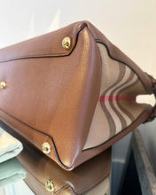 Load image into Gallery viewer, BURBERRY Large Banner House Check Leather Canvas Handle Bag