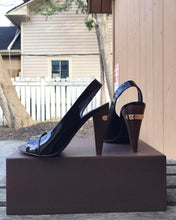 Load image into Gallery viewer, LOUIS VUITTON Amarante Red Patent Leather High Heel Slingback Sandals