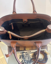 Load image into Gallery viewer, BURBERRY Large Banner House Check Leather Canvas Handle Bag