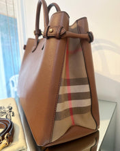 Load image into Gallery viewer, BURBERRY Large Banner House Check Leather Canvas Handle Bag