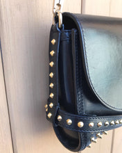 Load image into Gallery viewer, BURBERRY Small Abbott Gold Studded Black Leather Crossbody Bag