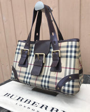 Load image into Gallery viewer, Vintage BURBERRY Haymarket Check Coated Canvas Leather Handle Bag