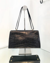 Load image into Gallery viewer, ESCADA Vintage Black Croc Embossed Leather Handbag