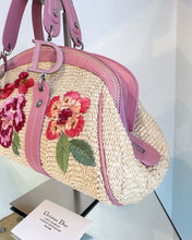 Load image into Gallery viewer, CHRISTIAN DIOR Limited Edition Floral Straw Raffia Leather Handbag