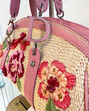 Load image into Gallery viewer, CHRISTIAN DIOR Limited Edition Floral Straw Raffia Leather Handbag