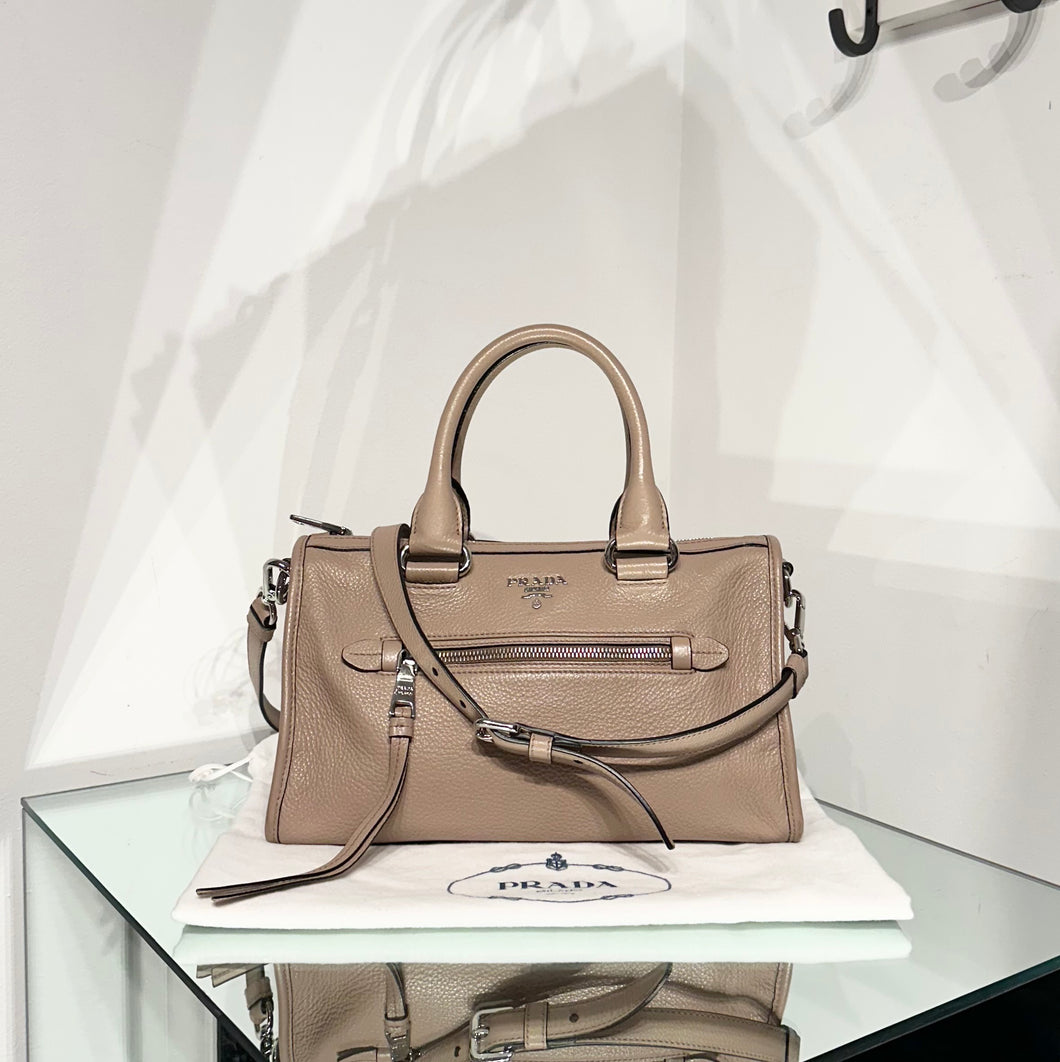 PRADA Leather Handle Shoulder Crossbody Bag