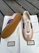 Load image into Gallery viewer, GUCCI Men’s Leather Suede Ace Bee Web Low Top Sneakers
