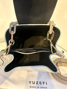 YUZEFI Colour Block Leather Handle Crossbody Bag