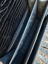 Load image into Gallery viewer, YSL Black Medium Croc Embossed Sunset Bag
