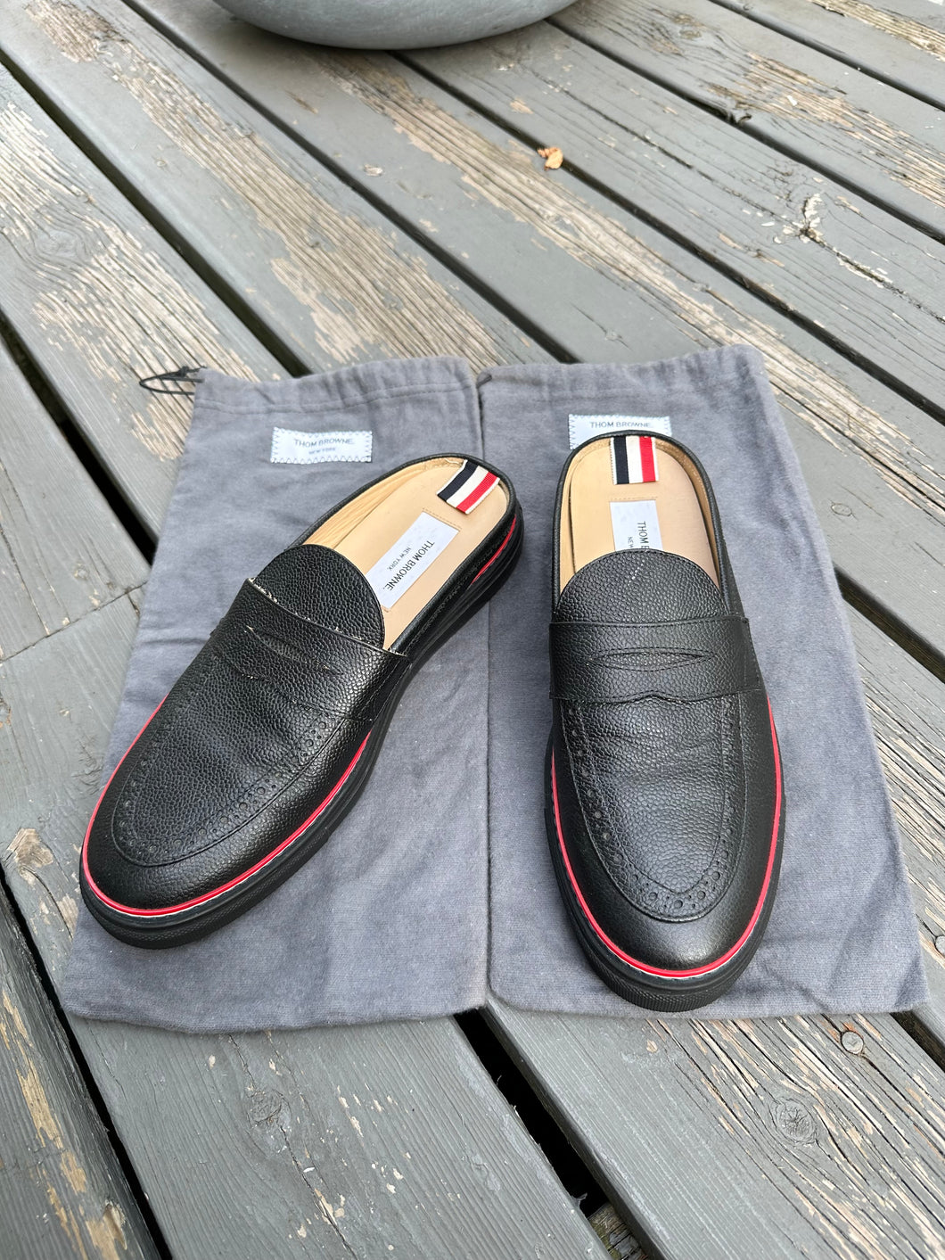 THOM BROWNE Men’s Leather Penny Loafer Mules
