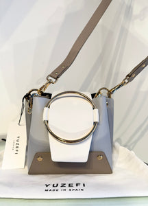 YUZEFI Colour Block Leather Handle Crossbody Bag