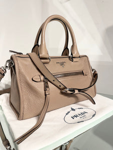 PRADA Leather Handle Shoulder Crossbody Bag