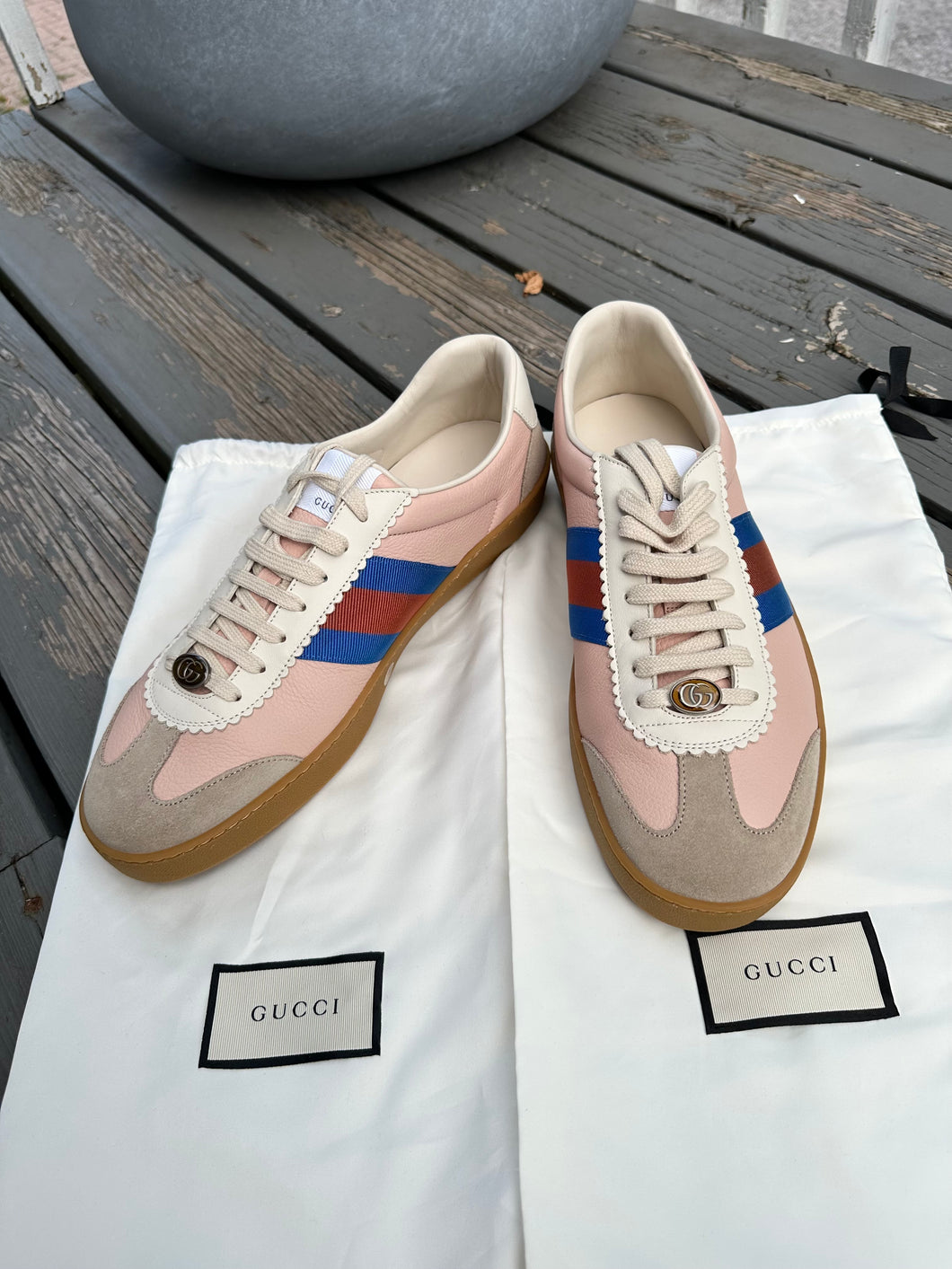 GUCCI Men’s Leather Suede Ace Bee Web Low Top Sneakers