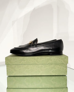 GUCCI Horsebit Black Leather Slip-On Loafers