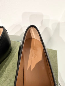 GUCCI Horsebit Black Leather Slip-On Loafers