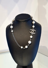 Load image into Gallery viewer, CHANEL Crystal Embellished CC Logo Faux Pearl Necklace
