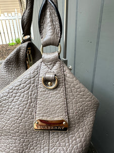 BURBERRY Pebbled Leather Large Shoulder Bag