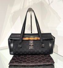 Load image into Gallery viewer, GUCCI Vintage Bamboo Bullet Canvas Leather Shoulder Bag
