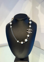 Load image into Gallery viewer, CHANEL Crystal Embellished CC Logo Faux Pearl Necklace
