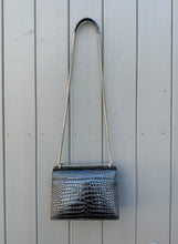 Load image into Gallery viewer, YSL Black Medium Croc Embossed Sunset Bag
