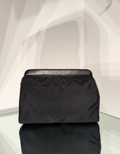 Moschino Vintage Black Nylon Leather Trim Clutch