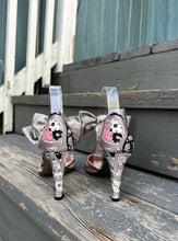 Load image into Gallery viewer, EMILIO PUCCI Bow Embellished Satin Finish Ankle Strap High Heels
