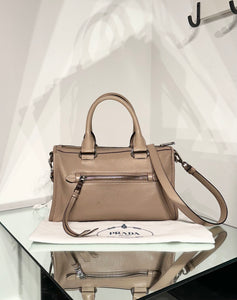 PRADA Leather Handle Shoulder Crossbody Bag